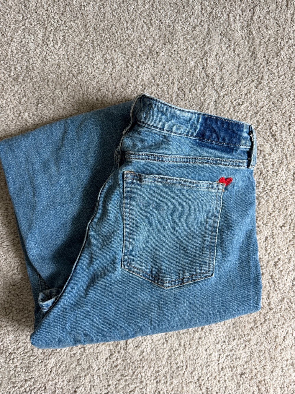 Abercrombie Curve love light Blue Women’s Denim Jeans with Red heart